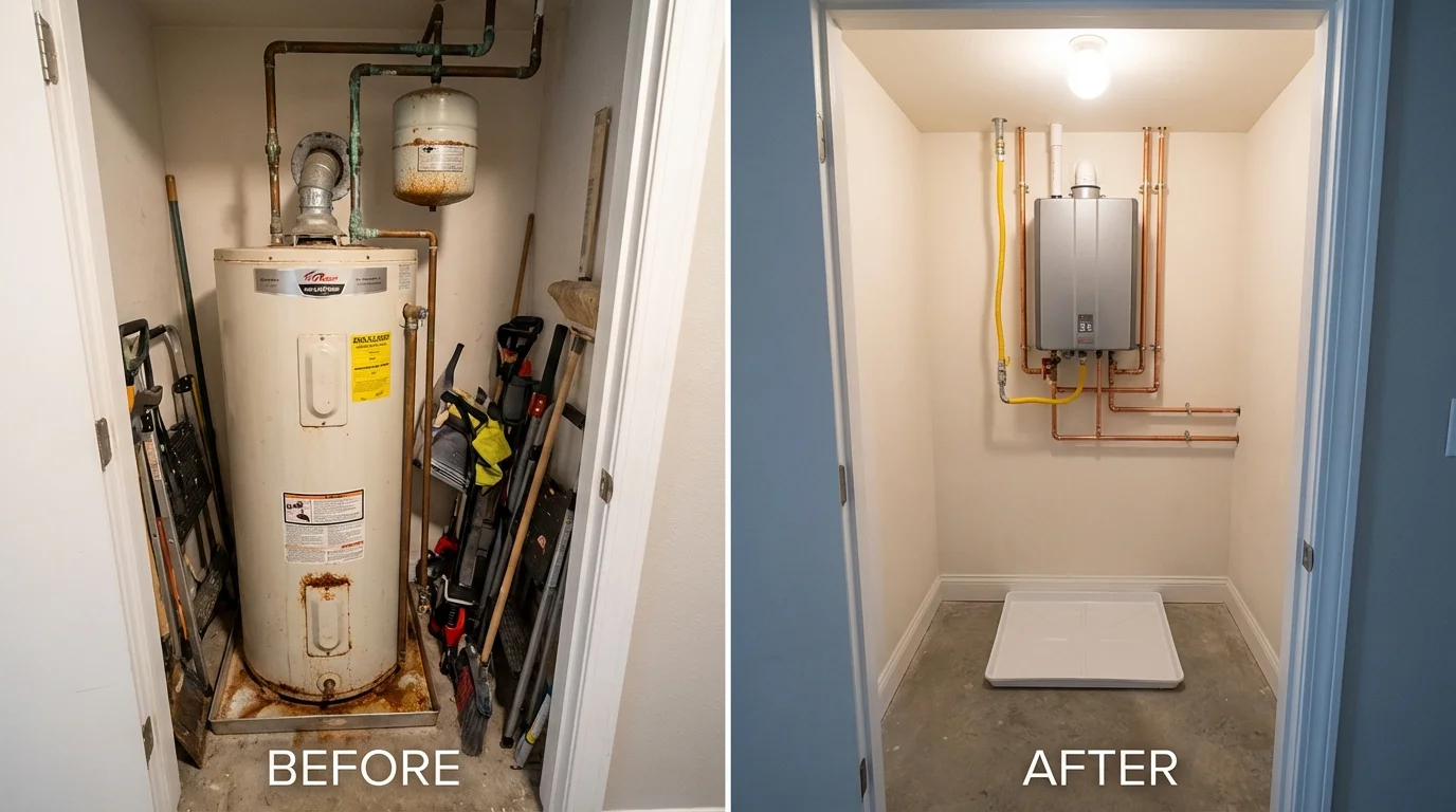 Tank water heater versus wall-mounted tankless unit comparison for Scottsdale, AZ homeowners