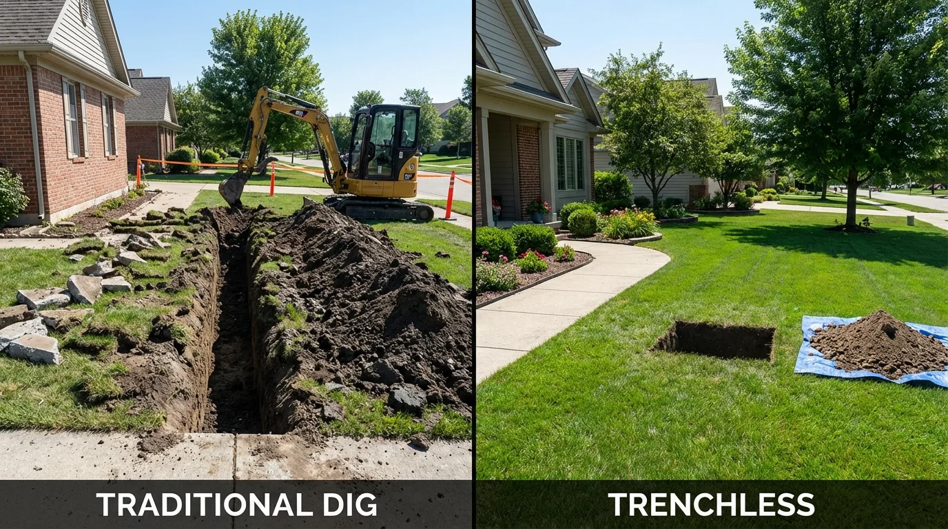 Trenchless sewer repair with minimal yard damage versus traditional excavation in Scottsdale, AZ